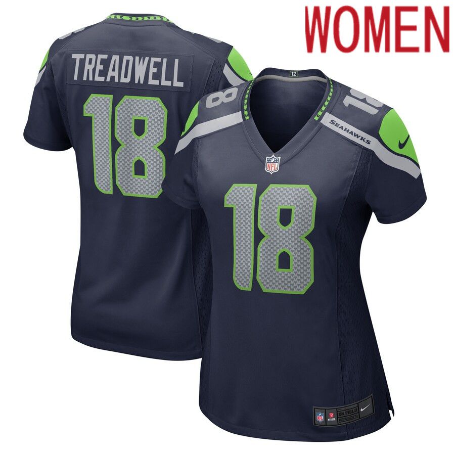 Women Seattle Seahawks #18 Laquon Treadwell Nike College Navy Home Game Player NFL Jersey